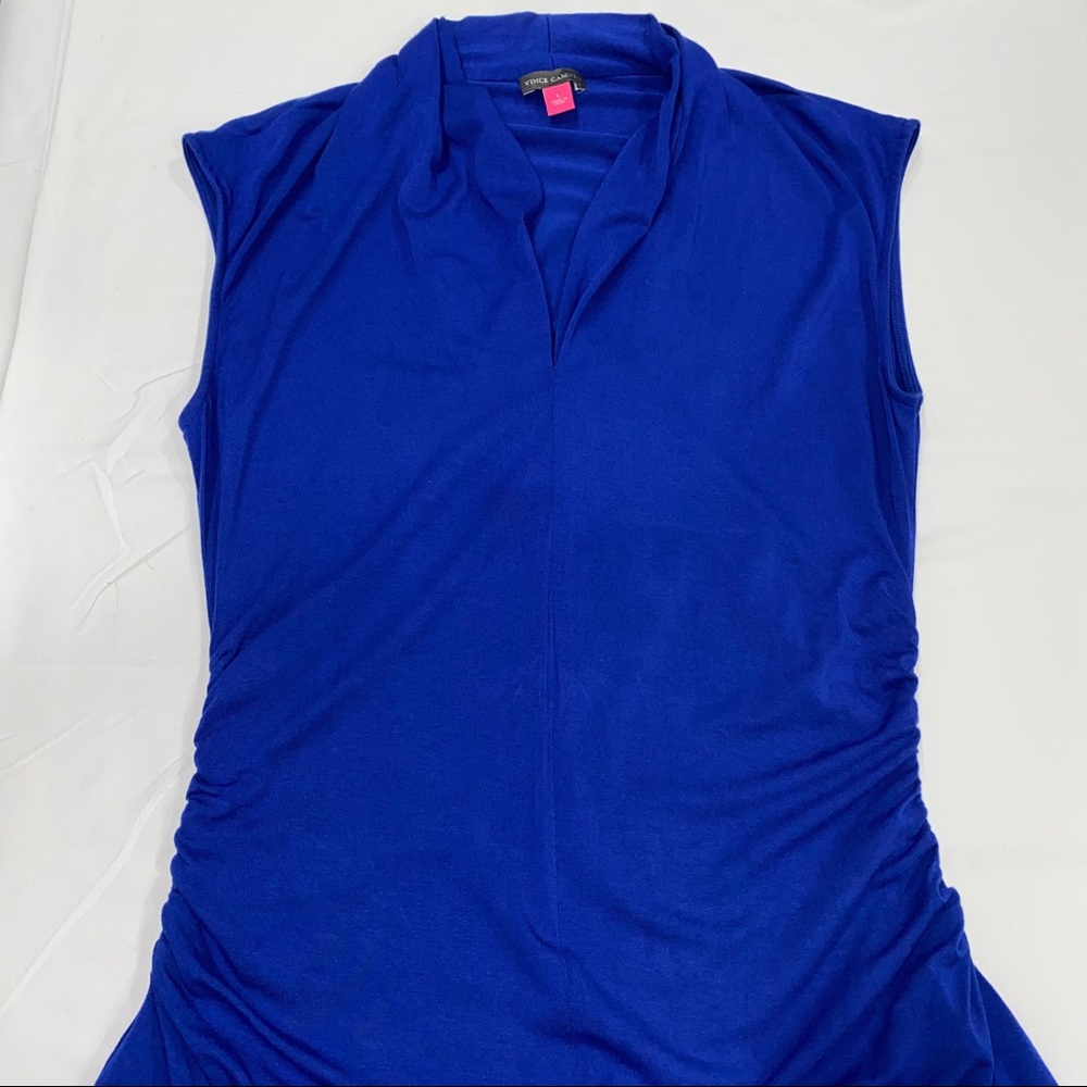 Vince Camuto Royal Blue Side Ruched Stretchy Top